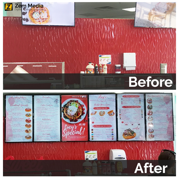 Amazing Digital Wall System at Lucy’s & Waffles!